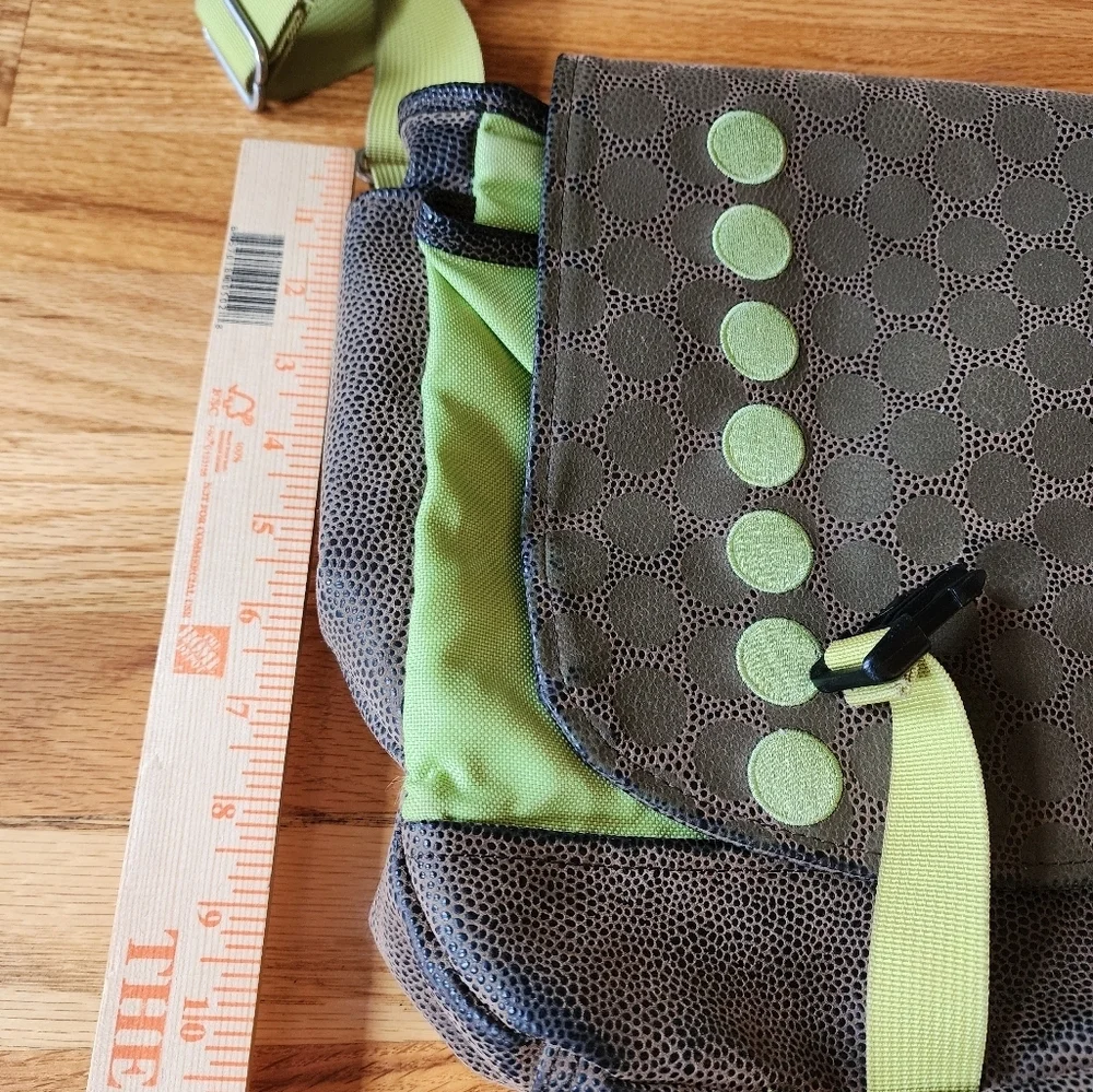 Haiku Messenger Bag Crossbody Brown Leather Lime Interior Ecofriendly Office